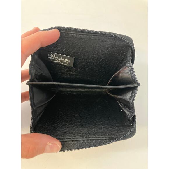 BRIGHTON SMALL BLACK, BROWN CARD HOLDER ZIP CLOSURE WALLET - Picture 7 of 11